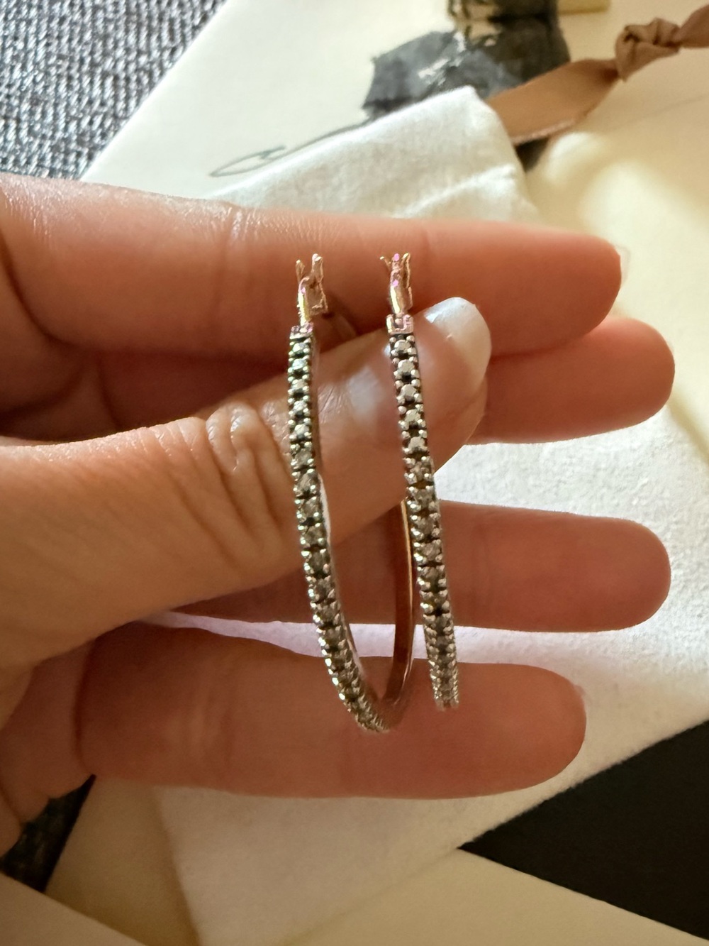 Rose Gold Diamond Pavé Hoop Earrings in Rose Gold (plated over silver)